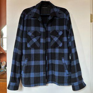 Theory Blue Black Buffalo Check Button Down